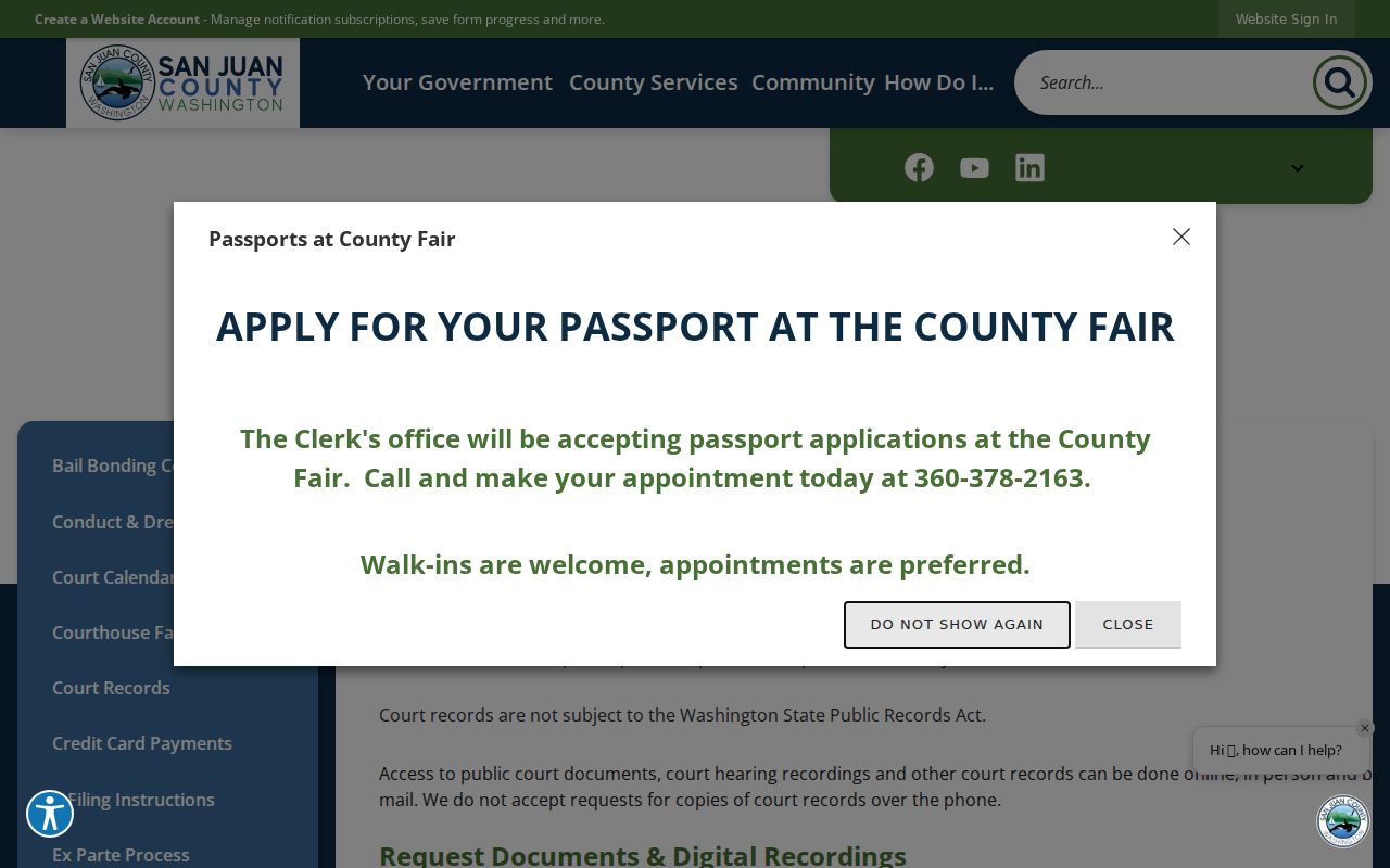 San Juan County criminal court case clerk records page