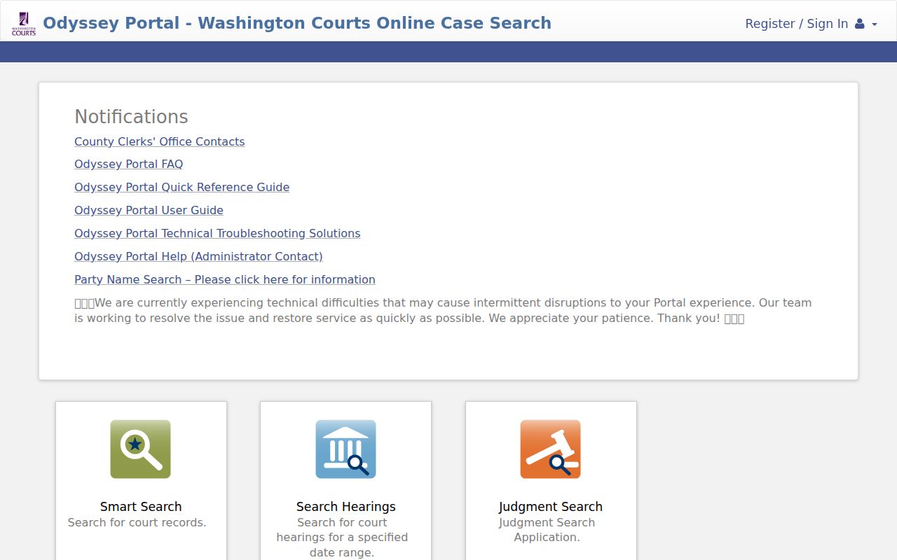 Odyssey Portal for San Juan County criminal court cases