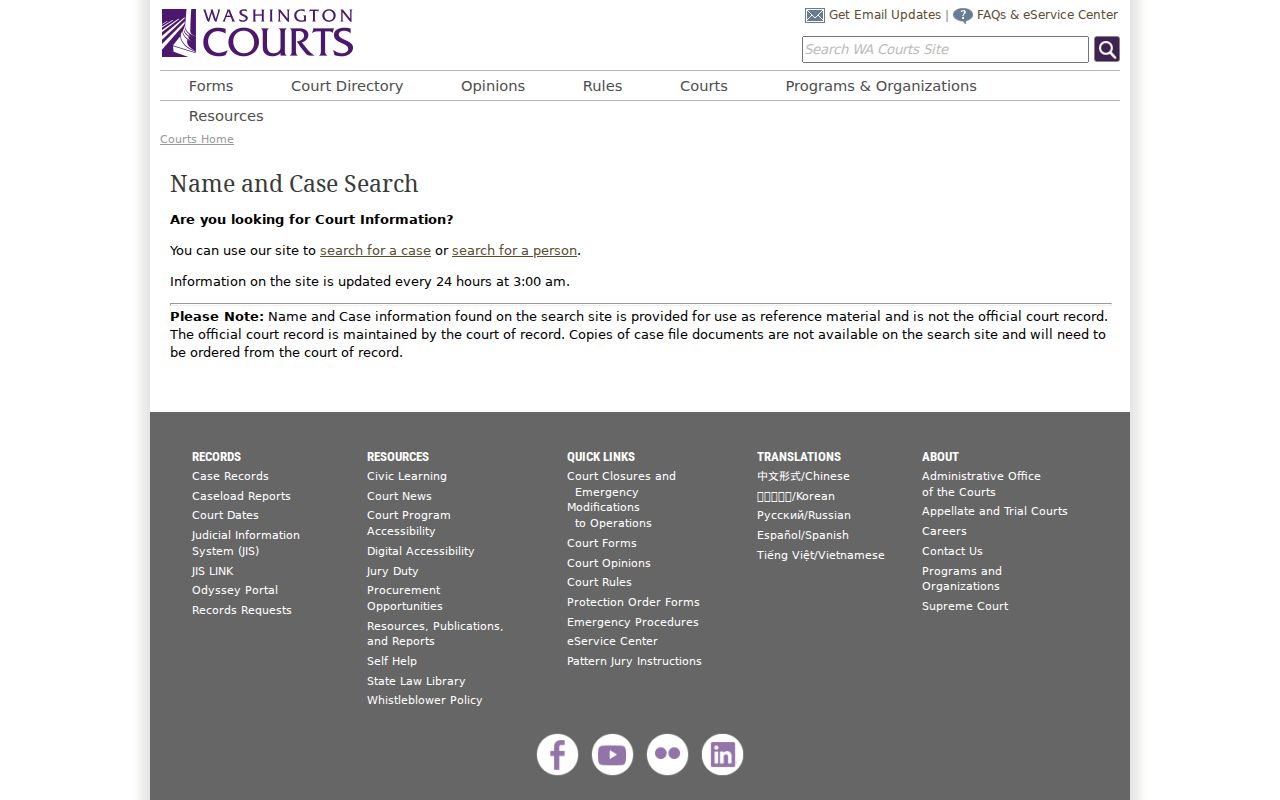 Washington search for San Juan County criminal court cases