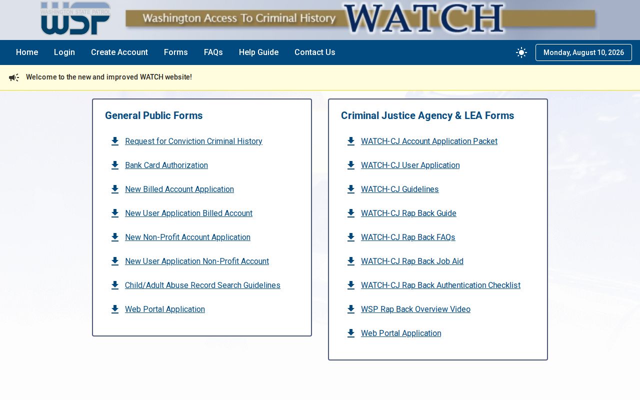 San Juan County criminal record WSP request forms