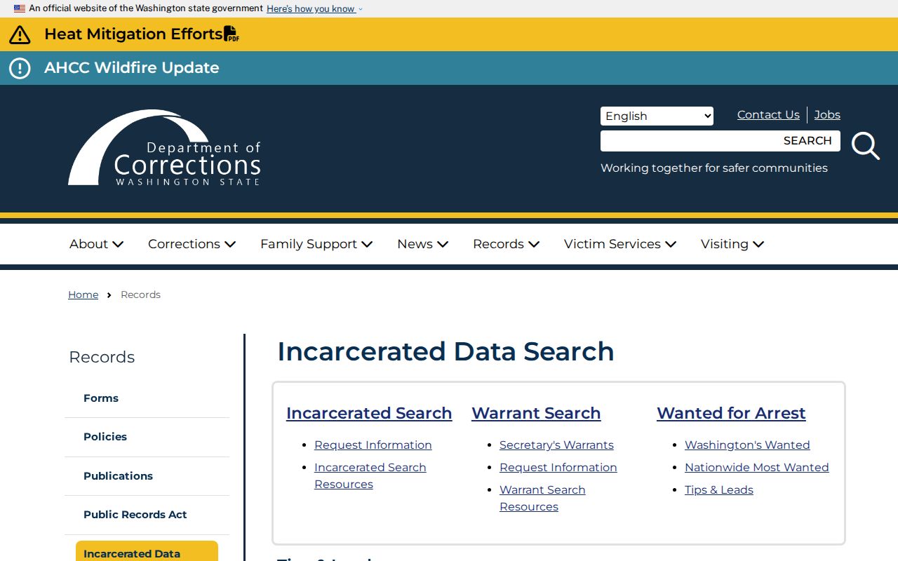 San Juan County criminal custody DOC record search